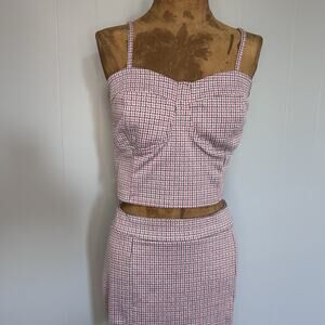 Just Polly New York Spaghetti Strap Top & Mini Skirt Set Size Large Pink